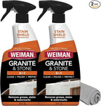 Weiman Granite Cleaner Polish and Protect, Streak Free, pH Neutral Formula for Daily Use on Interior & Exterior Natural Stone with Microfiber Towel, 3 in 1-2 Pack