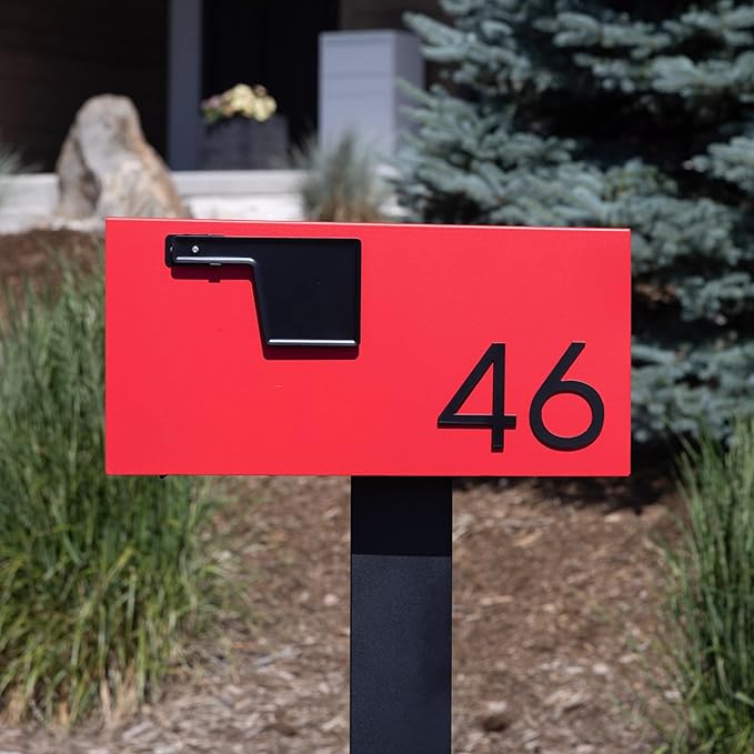 Adoorn 4 Inch Mailbox Numbers - Number 6, Black Color, Each Sold Individually, Premium Metal Self Stick Address Numbers, Weatherproof Mailbox Numbers for Outside