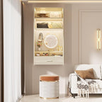 Unikito 24 inch Closet System with Drawers and Magnetic Pegboard, Wall Mounted Closet Organizer with Vanity Storage Shelves, Multipurpose Vanity Desk for Bedroom, Mudroom, and Entryway, White Oak