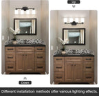 Black Bathroom Light Fixtures, 4-Light Modern Vanity Light Over Mirror, Wall Sconces with Milky White Frosted Glass Shades, E26 Socket (Bulbs Not Included)