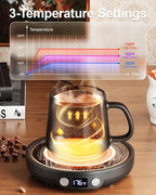 SWEETFULL Mug Warmer - Upgraded 36W Coffee Cup Warmer for Desk with 130℉-176℉ Digital Display, 2-12H Timer Auto Shut Off, Smart Electric Coffee Heating Plate, Ideal Gifts for Women Men - Black