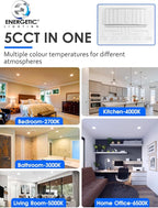 Energetic 12 Pack 4 Inch 5CCT Retrofit Recessed Ceiling Lighting, LED Can Lights, Dimmable Downlight, 5.4W, Equivalent 45W, 2700K/3000K/4000K/5000K/6500K Selectable, Damp Rated, Baffle Trim, ETL