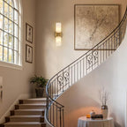 Alabaster Wall Sconces Set of Two, 14in Modern Spanish Natural Marble Bathroom Vanity Sconces, Brass Alabaster Sconce Wall Lighting, Gold Wall Light Fixtures Decor for Bedroom Living Room Staircases