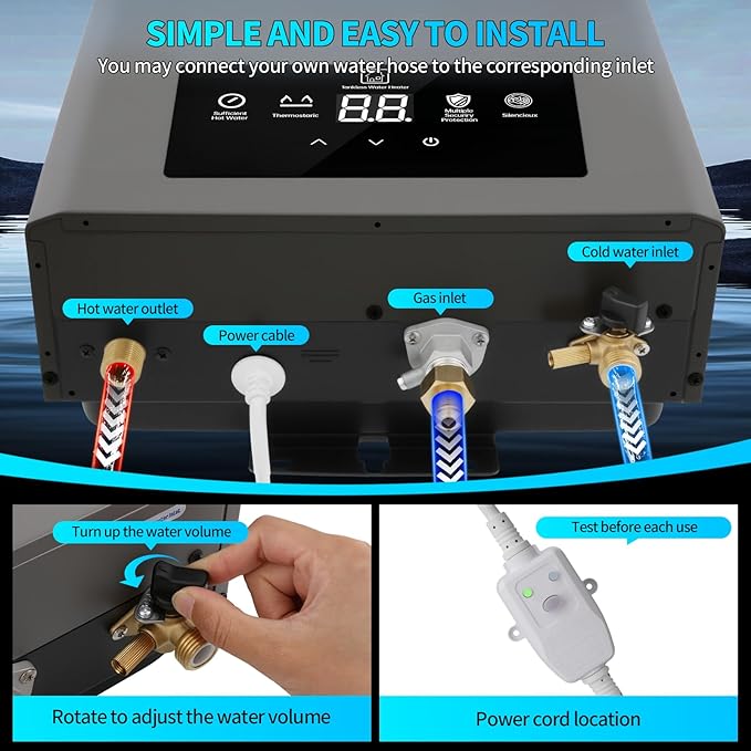 Natural Gas Tankless Water Heater,Indoor 4.74GPM 18L,Constant natural gas Tankless water heater,Instant Hot Natural Gas Water Heater with Fahrenheit Digital Display,Multi-Protection