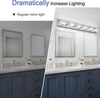 Modern Bathroom Light Fixtures 6 Light LED Vanity Lighting Bar 41 Inch Wall Lights above Mirror 36W Mirror Light Fixtures Chrome Bath Lamps 6000K Restroom Sink Light Long Vanity Sconces Lights
