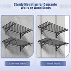 2-Pack 2x4ft Garage Shelving Wall Mounted, 2' x 4' Heavy Duty Garage Storage Shelves with Hooks, 400LB Capacity