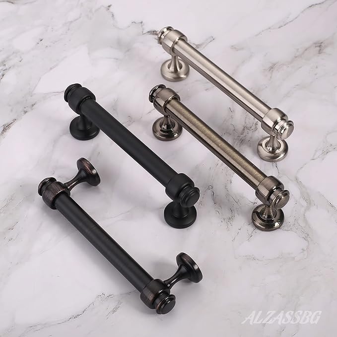 Alzassbg 10 Pack Oil Rubbed Bronze Cabinet Pulls, 4 Inch(102mm) Hole Centers Cabinet Handles Kitchen Hardware Straight Bar for Cabinets and Drawer AL3082ORB