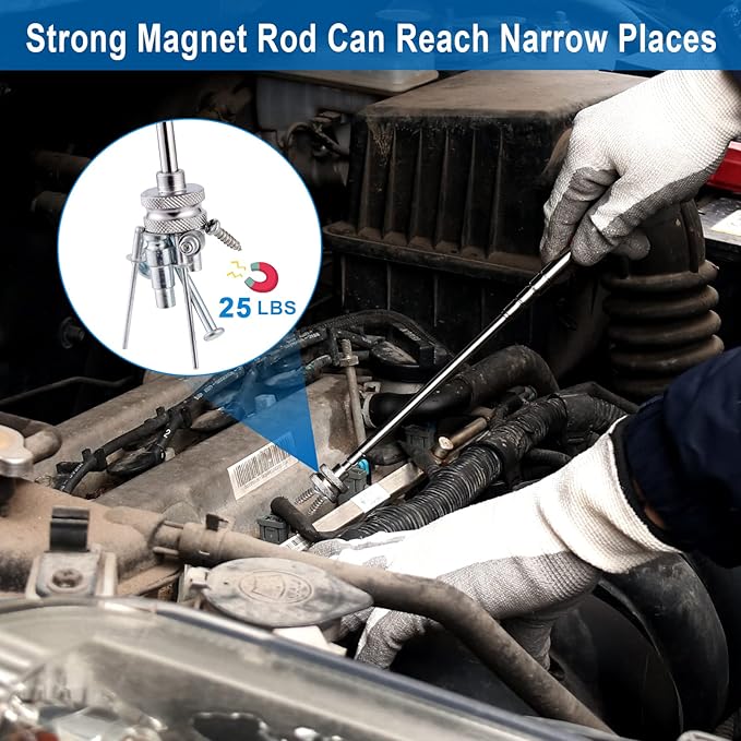 4 Pieces 25LBs Telescoping Magnetic Pickup Tool, Multifunction Magnet Hanger with Pen Clip Design, Magnet Stick Rod Extendable 7" to 30.5" for Men, Birthday, Father's Day, Holiday Gift