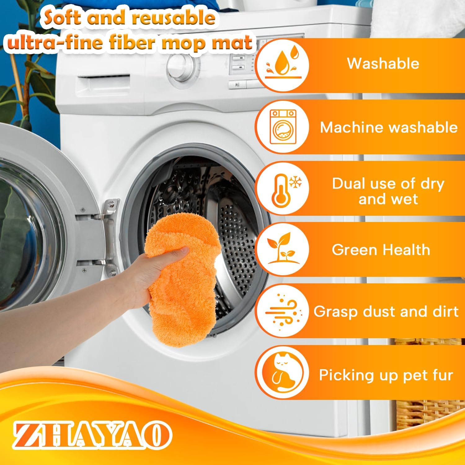 3 Pack Reusable Microfiber Mop Pads for Swiffer Sweeper Mop, Wet & Dry Use, Compatible with 10-12 inch Flat Mops, Washable, for Hardwood, Ceramic, Laminate & More Floors