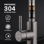 WEWE Black Stainless Kitchen Faucet with Pull Down Sprayer, Single Handle Commercial Modern RV Laundry Stainless Steel Sink Faucet for Rv Kitchen Bar