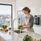 Hibbent Curved Pull Down Kitchen Faucet Head Replacement, 3-Function Kitchen Sink Spray Nozzle with 14 Adapters, Anti-Splash, Compatible with Kohler Bent Faucets, Brushed Nickel