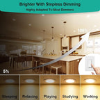 HiBay 4 Pack 4 Inch LED Recessed Ceiling Lights with J-Box, 1200LM 12W 150W Eqv, 3000K Warm White Recessed Lighting Fixtures, Dimmable Canless Downlights - ETL and Energy Star Certified