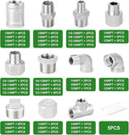 TAISHER 99PCS 304 Stainless Steel Pipe Fitting Kit，Coupling，Nipple，Bushing，Reducer Adapter，Reducer Nipple，90 Degree Elbow，Plug，Cap，Tee，NPT Thread Pipe Adapter Fitting