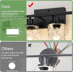 4-Light Bathroom Light Fixtures, Matte Black Vanity Light with Crystal Glass Shades for Mirror, Living Room, Bedroom, or Porch