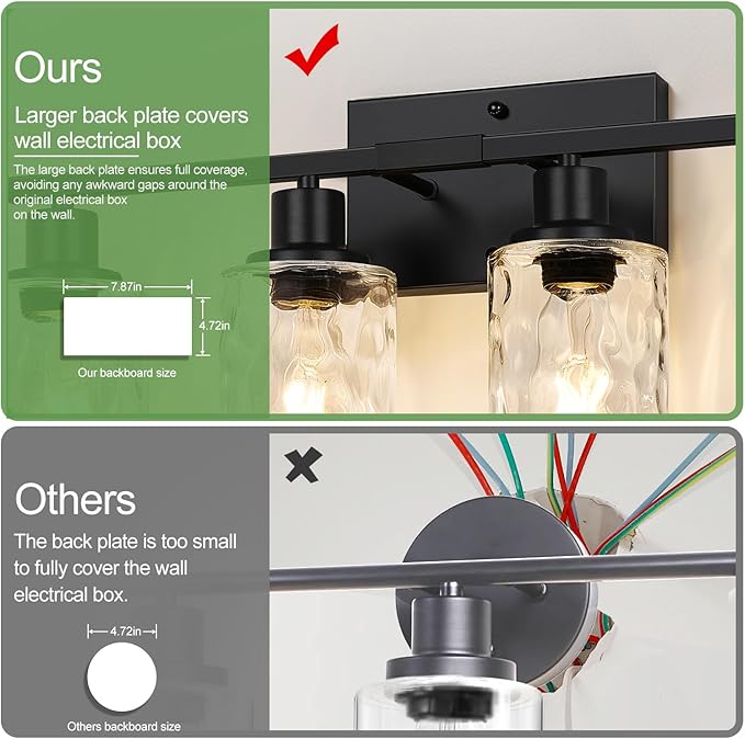 4-Light Bathroom Light Fixtures, Matte Black Vanity Light with Crystal Glass Shades for Mirror, Living Room, Bedroom, or Porch