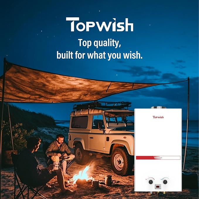 Tankless Water Heater 12L, Portable Propane Camping Water Heater 3.16GPM with Handle Overheating Multi-Protection, Instant Gas Hot Water Warmer for Outdoors RV Trips Shower Boat Cabins,White