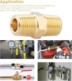 KOOTANS 1/8 NPT x 1/8 NPT Male Solid Brass Hex Nipples, Heavy Brass Pipe Adapter Fittings Equal Nipples Connectors 4Pieces