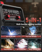 YESWELDER 185A MIG Welder, Flux Core MIG/Gas MIG/Spool Gun MIG/Lift TIG/Stick 5 in 1 Multi-process Aluminum Welding Machine, LED Digital Display Synergic Control 110V/220V Dual Voltage MIG-185DS PRO