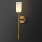 Alabaster Wall Sconce 22in Antique Brass Sconces Wall Lighting, Imported in Spain Natural Alabaster, Bathroom Sconce Gold Sconces Wall Decor, for Living Room Dining Room Hallway Bedside Staircase