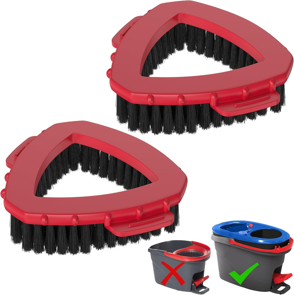 Triangle Scrub Brush Head — Aftermarket Replacement for 2‑Tank Snap‑On Spin Mop Systems, Full Bristles & Angled Scrub Panel for Corners & Edges — 2‑Pack