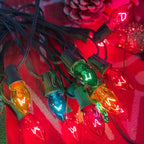 SUNSGNE C7 Multicolor Christmas Replacement Bulbs, Clear Multicolor Incandescent Light Bulbs for C7 Outdoor Patio Christmas String Lights, E12 Candelabra Base, 5 Watt, 25 Pack