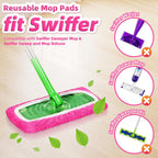 Reusable Mop Pads fit Swiffer Sweeper Mop - Microfiber Wet Pads Refill & Machine Washable Dry Sweeping Cloths for Mopping All Sealed Floors - Hardwood, Laminate, Tile & Stone (Mop is not Included)