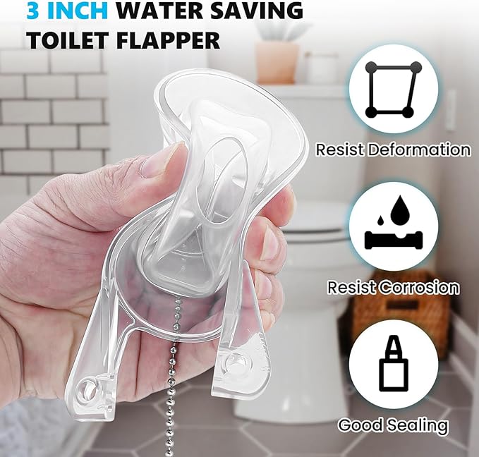 3 Inch Toilet Flappers Replacement for Gerber 99-827, Toilet Flapper with Stainless Chain and Hook, Toilet Replacement Parts (Clear 1 PCS)