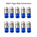 Coaxial Compression Tool Coax Cable Crimper Kit Adjustable rg6 rg59 rg11 75-5 75-7 Coaxial Cable Stripper with 10pcs RG6 F Compression Connectors - Blue