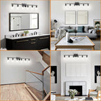 Modern 6 Light Bathroom Light Fixtures,38 inch Vanity Lights for Bathroom with Clear Glass, Black Vanity Light for Mirror Kitchen Living Room Hallway Cabinet Porch
