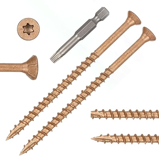 Wood Screws #10 x 3-1/2’’, T25 Star Torx Drive Flat Head Deck Screws, Brown, 58Pcs (1lb)