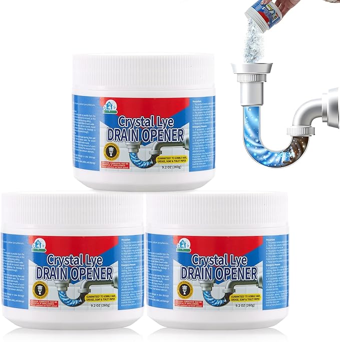 BELL BIRD Drain Opener,Powerful Unclogging,Crystal lye, Sodium hydroxide, Unclog drains, Bathroom sinks, Kitchen sinks, Shower pipes (3 PSC, Gram, 780)