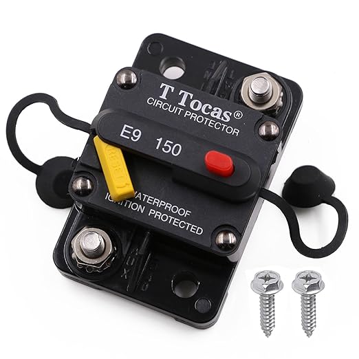 E9 150 Amp Circuit Breaker 12V - 48V DC with Manual Reset | UL Certified Waterproof IP67 | Surface Mount 150A Switch Button with LED Indication