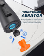 ARCORA Kitchen Faucet Spray Head Matte Black, 3-Function Kitchen Sink Spray Nozzle with 9 Adapters, Kitchen Faucet Head Replacement Compatible with Moen, Delta, American Standard Faucets