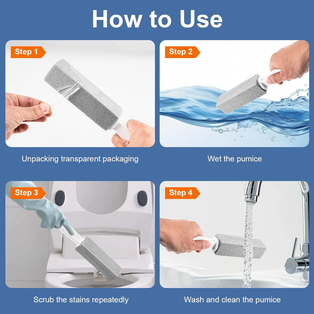 Toilet Pumice Stone With Handle, 5 Pack Pumice Stone Toilet Bowl Cleaner, Hard Water Toilets Ring Remover for Cleaning Toilets, Bathtubs, Stove, Grills, Swimming Pools, Sinks