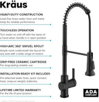 KRAUS Britt Touchless Sensor Commercial Single Handle Pull Down Kitchen Faucet in Matte Black, KSF-1691MB