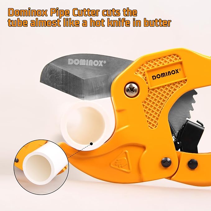 DOMINOX 1-5/8 Inch O.D. Ratchet-type PVC Pipe Cutter, Apply to PEX, PVC and PPR plastic hoses and Plumbing Pipe, Suitable for Home Working and Plumber