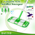 Reusable Pads Compatible with Swiffer Sweeper Mops, 2 Pack Washable Microfiber Floor Pad Refills, Wet and Dry Flat Cover for Surface/Hardwood Floor Cleaning (Mop Not Included)