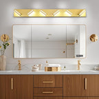 Modern LED Bathroom Lights Fixtures(6-Light),Metal Gold Acrylic Wall Lighting,Vanity Lights for Bathroom Over Mirror(6000k 41In