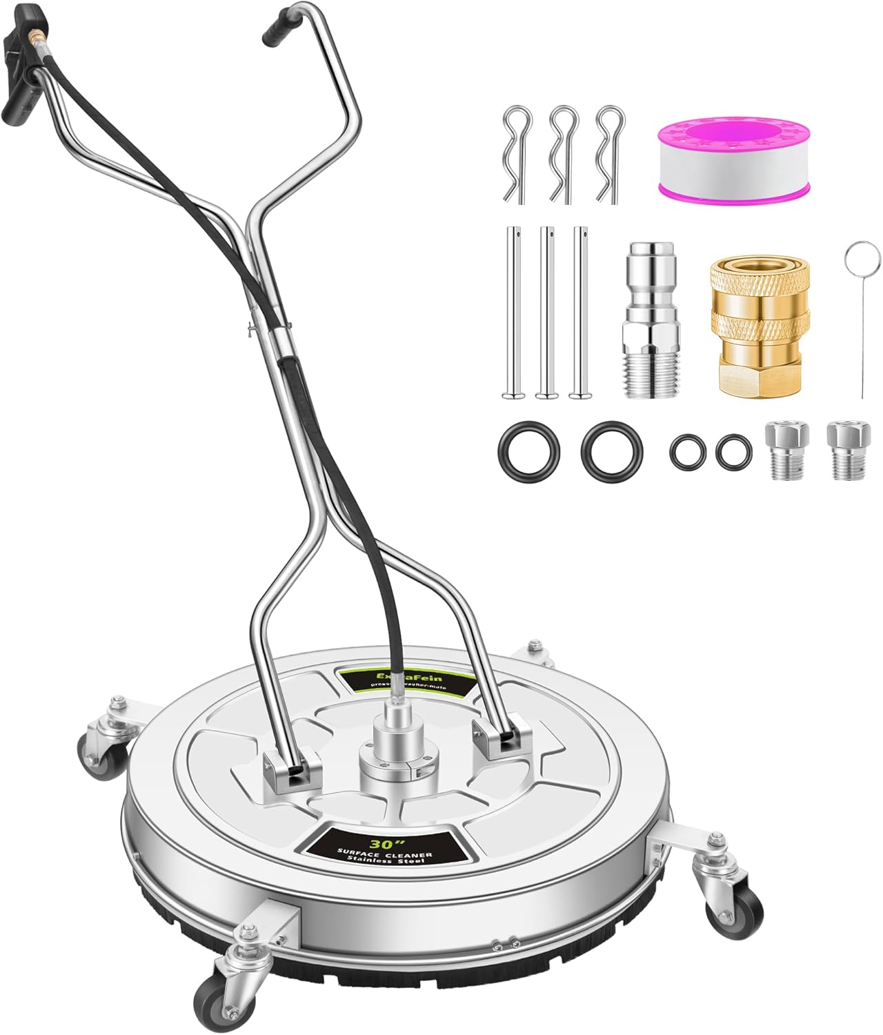 30" Pressure Washer Surface Cleaner Max with 4 Wheels, Stainless Steel Commercial Surface Cleaner for Pressure Washer, Dual Handle Power Washer Surface Cleaner for Concrete Driveway, 4500 PSI