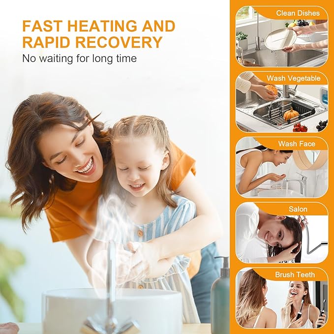 Mini Tank Water Heater Electric 2.5 Gallon Under Sink Instant Hot Water Heater with LED Dsiplay,T&P Valve,3-Way Diverter,110V 120V Point Of Use Water Heaters for Kitchen RV Bathroom Gray