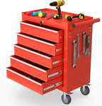 5-Drawer Rolling Tool Chest, Tool Box with 4 Wheels and Drawers, High Capacity Detachable Mobile Tool Storage Cabinet for Garage, Workshop, Mechanics and Repair Room (Red)
