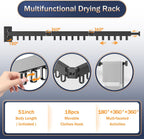 Space Saver Clothes Drying Rack, Wall Mounted, Retractable, Collapsible(Tri-Fold), for Balcony, Bathroom, Black Color