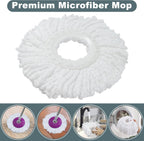 Dual Compartment Spin Mop and Bucket, Mop and Bucket with Wringer Set,360°Rotating Spinning Mopping for Floor Cleaning with 3 Microfiber Replacement Heads, 61" Extended Handle, 2X Wheel