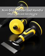 Rock Chisel Set, Firecore 3PCS Masonry Chisel with Hand Guard, Heavy Duty Point Flat Cold Chisel for Concrete Stone Brick Rock Tile Mortar Breaking Demolishing Carving Splitting Cutting Mason Tools