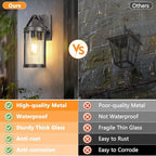 2-Pack Outdoor Wall Lights, Waterproof Outside Light Fixtures Wall Mount with Clear Ribbed Glass, Modern Bronze Exterior Wall Sconce Front Porch Lights for House, Patio, Garage, Bulbs Not Included