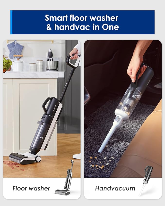 Tineco Smart Wet Dry Vacuum Cleaners, Floor Cleaner Mop 2-in-1 Cordless Vacuum for Multi-Surface, Lightweight and Handheld, Floor ONE S5 Combo