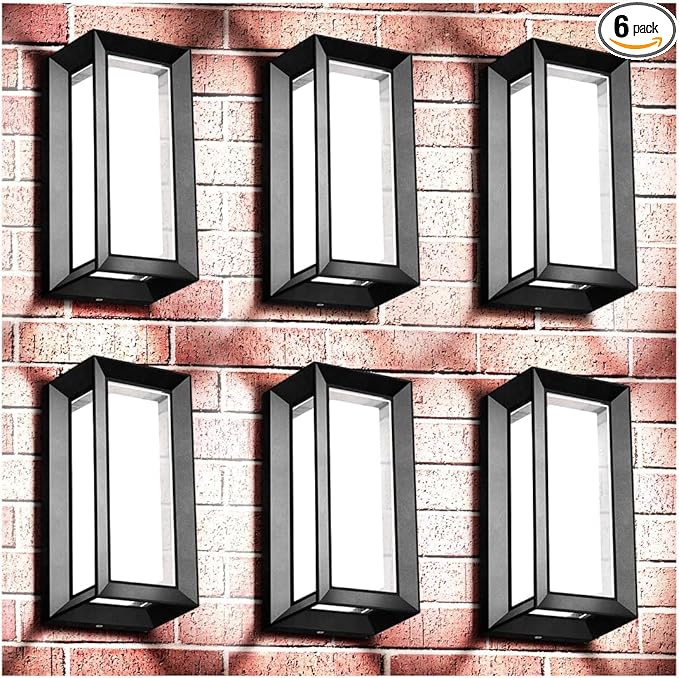ledmo Porch Wall Light Outdoor Wall Sconce, Modern LED 1800LM 6000K Daylight Wall Light Fixture, 18W Aluminum Acrylic Shade Exterior Lighting for House, Patio, Backyard, Stairway, 6 Pack