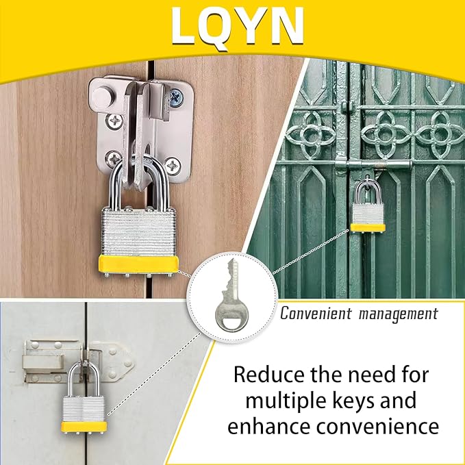 Padlocks with Same Key, LQYN 100 Pcs Laminated Keyed Padlock (1-9/16", 40mm), Keyed Alike Locks, Normal Shackle, for Storage Locker, Hasp Latch, Toolbox, Sheds