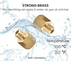 3/8 Inch NPT Female to 1/4 Inch NPT Male Reducer Adapter, Brass Pipe Fittings Adapter, Brass Reducer Pipe Extension Connector, 0.625" ID × 0.5" OD, Pack of 2