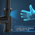 GIMILI Glossy Black Touchless Kitchen Faucets with Pull Down Sprayer Single Handle Spring Kitchen Faucet